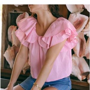 Elegant Pink Ruffled Blouse